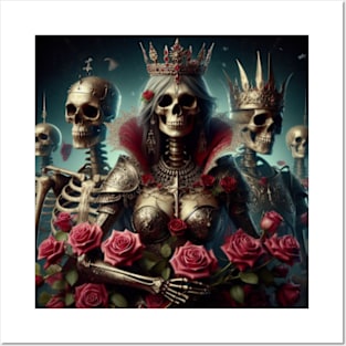 Roses and Skeleton Queen Posters and Art